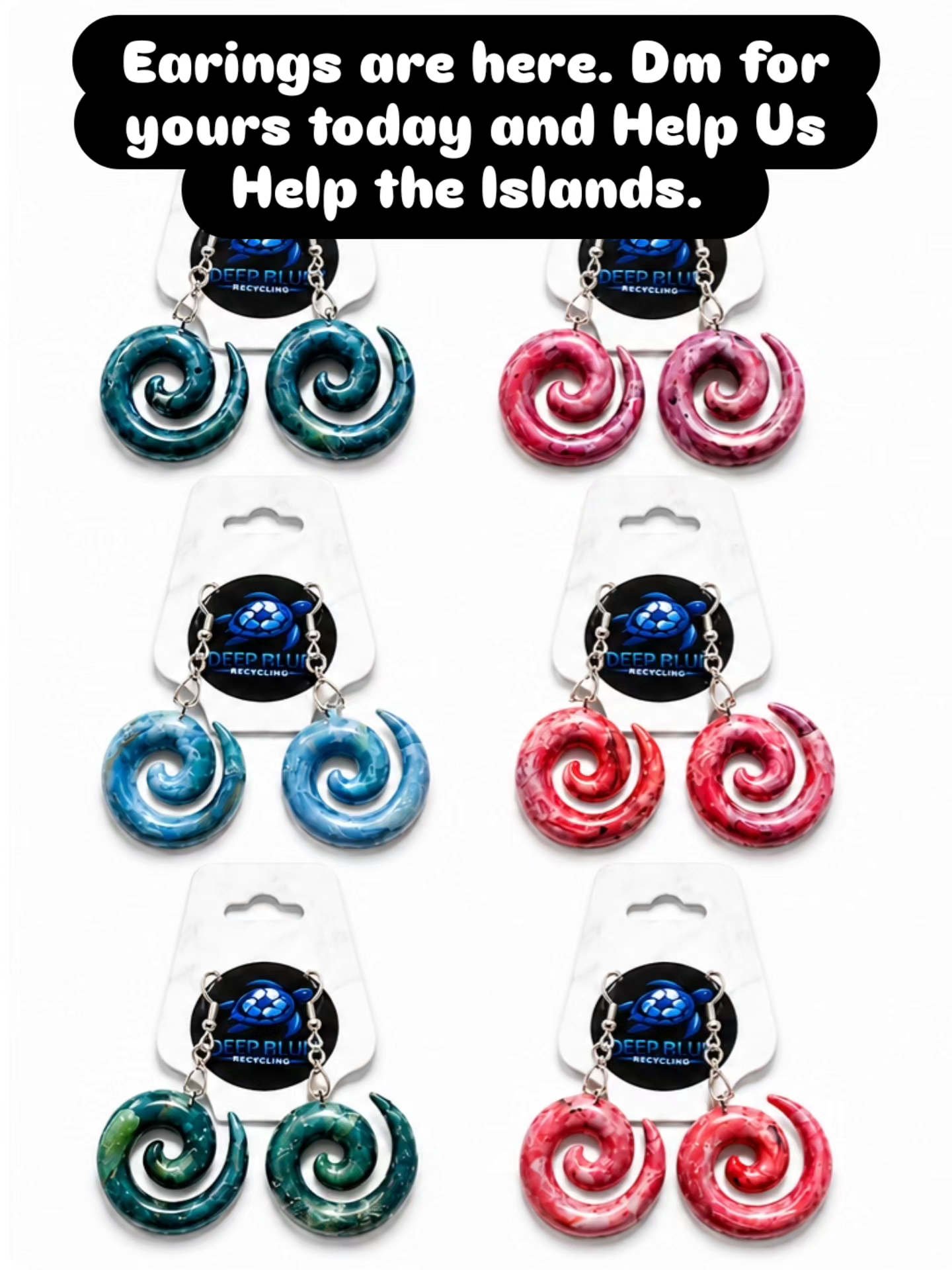 Deep Blue Recycling spiral earrings collection
